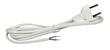 0118 Cable HO3VVH2-F 2x075/3m balts vads ar dakšu