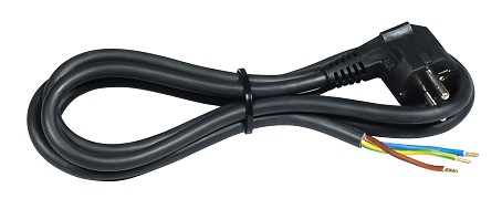 0615 Cable H05VV-F3G2,5/2m melns vads ar dakšu
