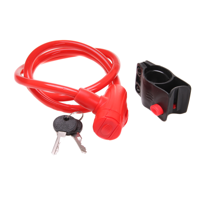 BICYCLE LOCK MIX COLORS 60CM X 4.5MM RED
