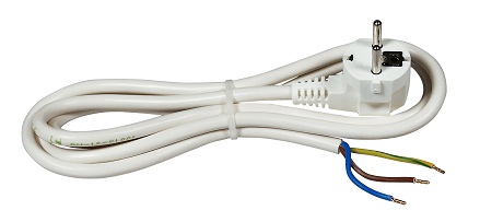 0512 Cable H05VV-F3G1,5/1,5m balts vads ar dakšu