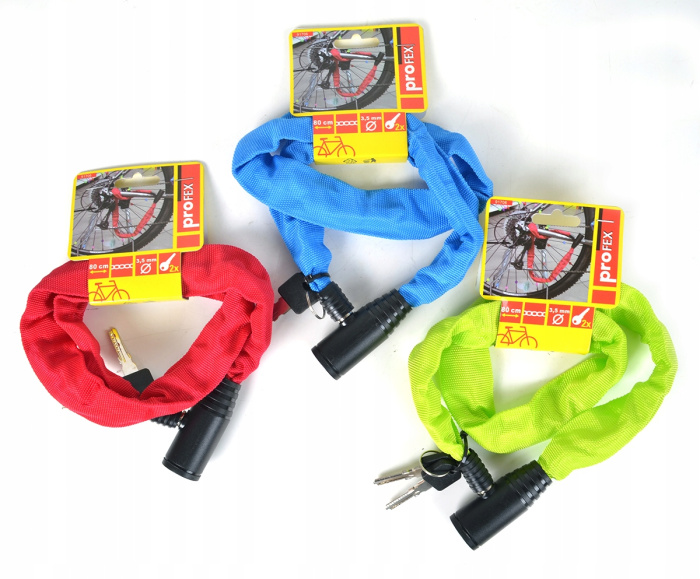 CHAIN BICYCLE LOCK 3,5X3,5X800MM COLOR MIX