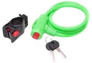 BICYCLE LOCK MIX COLORS 60CM X 4.5MM GREEN