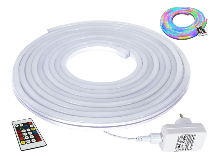 405-405 LED neon strip, 5m, 24W  RGB, IP44 lente 220V