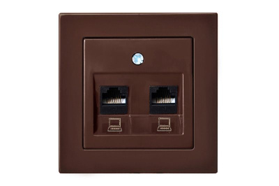 IKL002-01 E/R 2 vietīga datora ligzda 2XRJ45,6kat,b/r,brūns