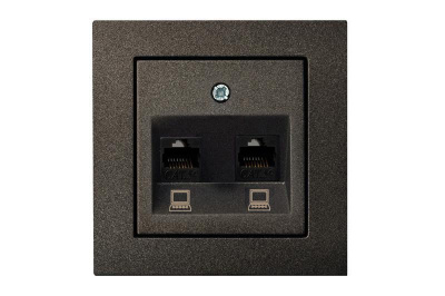 IKL002-01 E/J 2 vietīga datora ligzda 2XRJ45,6kat,b/r melns