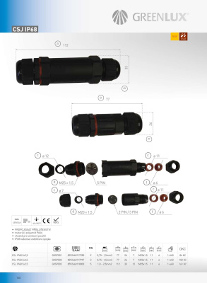 GXSP002 CSJ IP68 3x2,5 Kabeļu savienotājs JK32