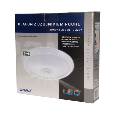 OR-PL-391WLPMR4 Avārijas gaismeklis 12W/1,2W; 24/6 LED 800/80lm; IP20; 360 deg, 6m
