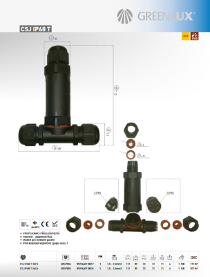 GXSP004 CSJ IP68 3x2,5 Kabeļu savienotājs JK32