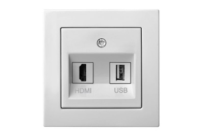 HDMI+USB-002-01 E/B  EPSILON ligzda ,balta