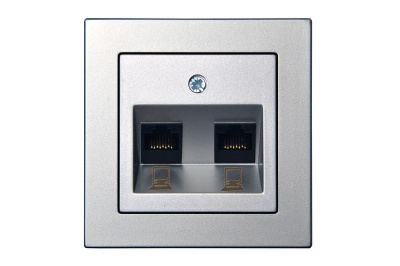 IKL002-01 E/Mt 2 vietīga datora ligzda 2XRJ45,6kat,b/r metals